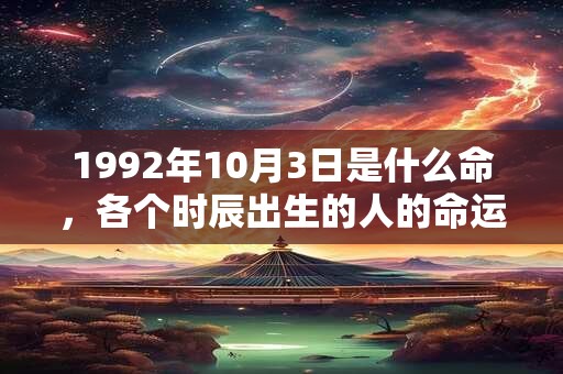 1992年10月3日是什么命,各个时辰出生的人的命运 1992年10月3日是什么命,各个时辰出生的人的命运