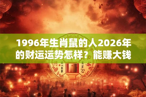 1996年生肖鼠的人2026年的财运运势怎样？能赚大钱吗？