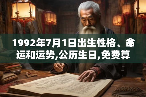 1992年7月1日出生性格、命运和运势,公历生日,免费算命 1992年7月1日出生性格、命运和运势,公历生日,免费算命