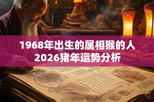 1968年出生的属相猴的人2026猪年运势分析