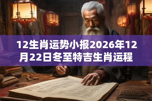 12生肖运势小报2026年12月22日冬至特吉生肖运程详情 12生肖运势小报2026年12月22日冬至特吉生肖运程详情