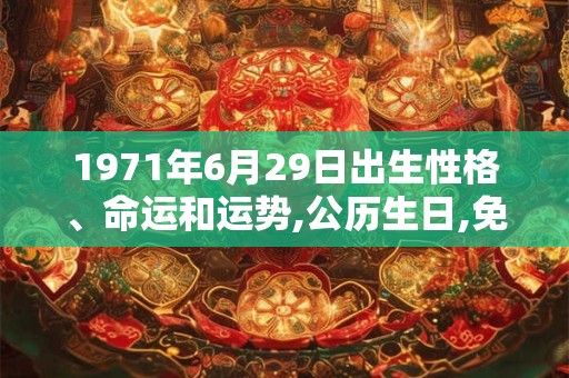 1971年6月29日出生性格、命运和运势,公历生日,免费算命