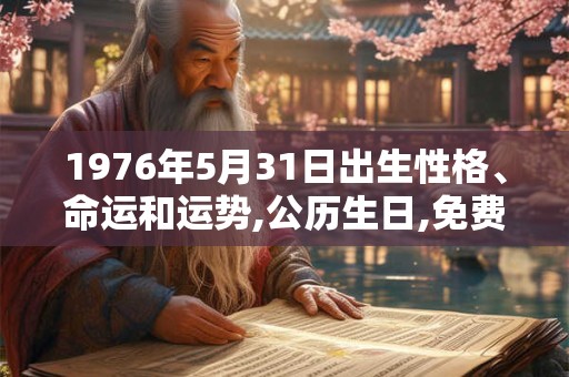 1976年5月31日出生性格、命运和运势,公历生日,免费算命