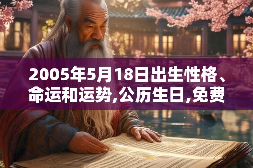 2005年5月18日出生性格、命运和运势,公历生日,免费算命