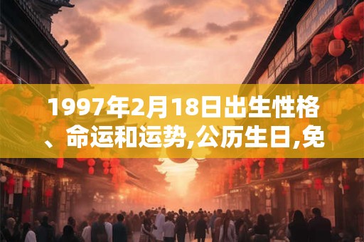 1997年2月18日出生性格、命运和运势,公历生日,免费算命 1997年2月18日出生性格、命运和运势,公历生日,免费算命