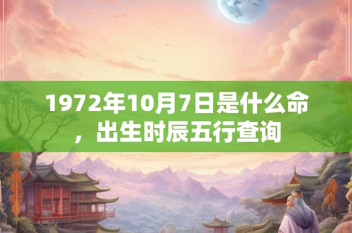 1972年10月7日是什么命，出生时辰五行查询