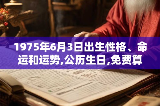 1975年6月3日出生性格、命运和运势,公历生日,免费算命