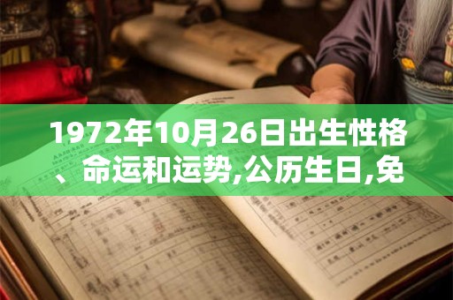 1972年10月26日出生性格、命运和运势,公历生日,免费算命 1972年10月26日出生性格、命运和运势,公历生日,免费算命