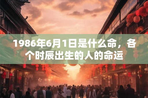 1986年6月1日是什么命，各个时辰出生的人的命运
