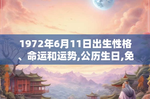1972年6月11日出生性格、命运和运势,公历生日,免费算命