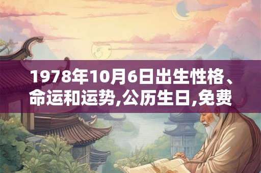 1978年10月6日出生性格、命运和运势,公历生日,免费算命