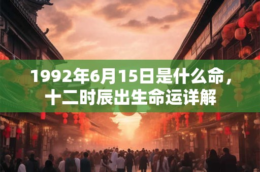 1992年6月15日是什么命,十二时辰出生命运详解 1992年6月15日是什么命,十二时辰出生命运详解