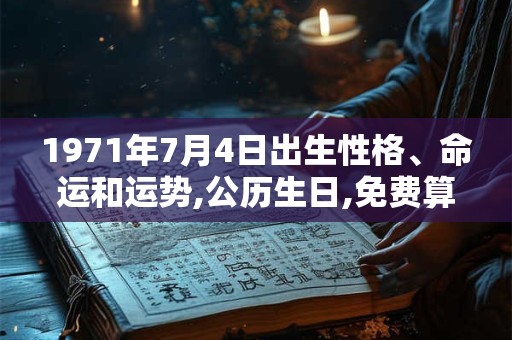 1971年7月4日出生性格、命运和运势,公历生日,免费算命