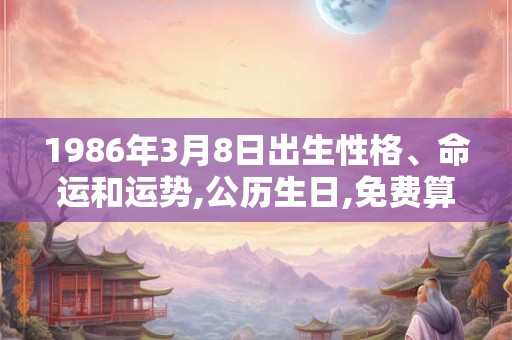 1986年3月8日出生性格、命运和运势,公历生日,免费算命
