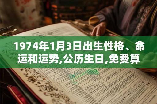 1974年1月3日出生性格、命运和运势,公历生日,免费算命
