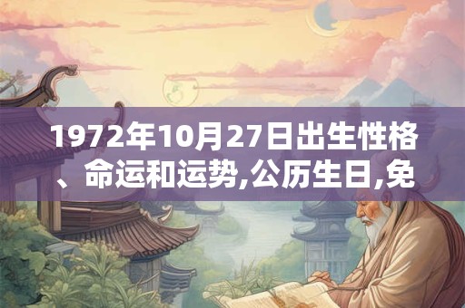 1972年10月27日出生性格、命运和运势,公历生日,免费算命