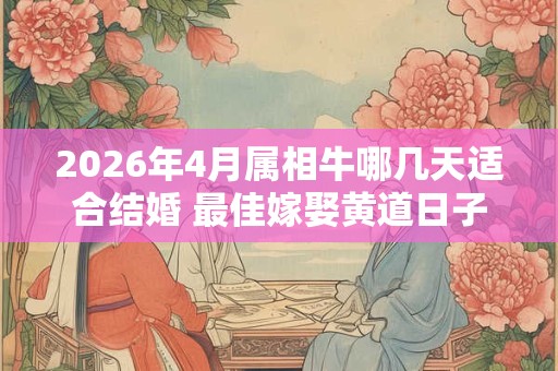 2026年4月属相牛哪几天适合结婚 最佳嫁娶黄道日子