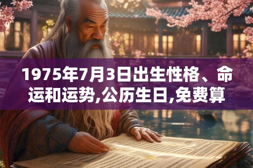 1975年7月3日出生性格、命运和运势,公历生日,免费算命