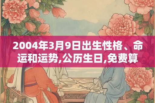 2004年3月9日出生性格、命运和运势,公历生日,免费算命