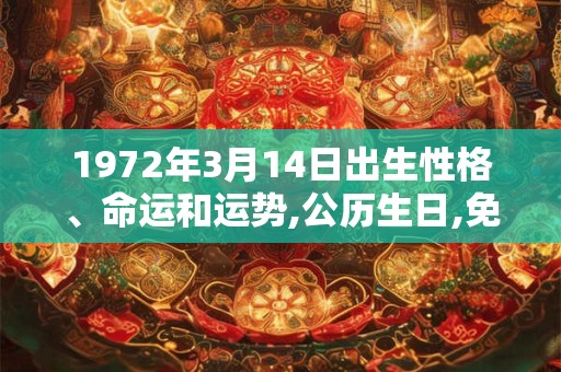 1972年3月14日出生性格、命运和运势,公历生日,免费算命 1972年3月14日出生性格、命运和运势,公历生日,免费算命