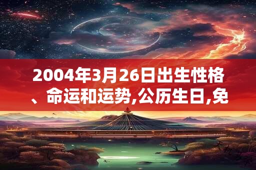 2004年3月26日出生性格、命运和运势,公历生日,免费算命 2004年3月26日出生性格、命运和运势,公历生日,免费算命