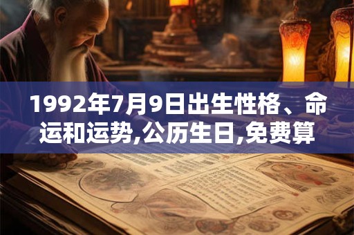 1992年7月9日出生性格、命运和运势,公历生日,免费算命