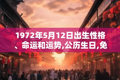 1972年5月12日出生性格、命运和运势,公历生日,免费算命 1972年5月12日出生性格、命运和运势,公历生日,免费算命