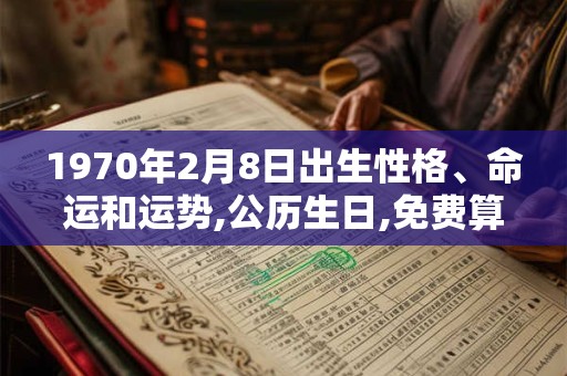 1970年2月8日出生性格、命运和运势,公历生日,免费算命