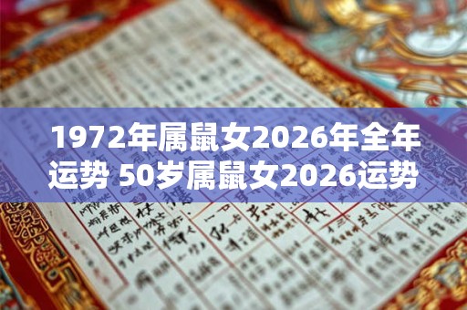1972年属鼠女2026年全年运势 50岁属鼠女2026运势详解! 1972年属鼠女2026年全年运势 50岁属鼠女2026运势详解!