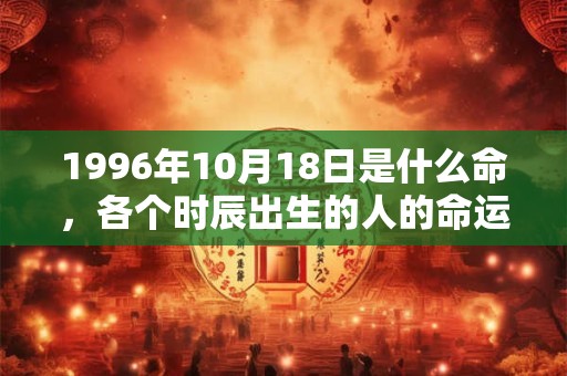 1996年10月18日是什么命，各个时辰出生的人的命运