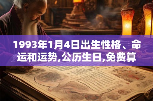 1993年1月4日出生性格、命运和运势,公历生日,免费算命