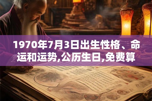 1970年7月3日出生性格、命运和运势,公历生日,免费算命 1970年7月3日出生性格、命运和运势,公历生日,免费算命