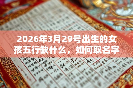 2026年3月29号出生的女孩五行缺什么，如何取名字