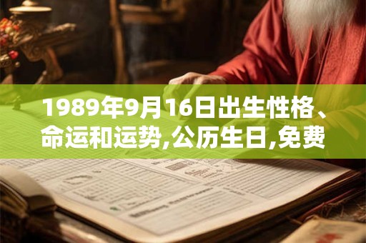 1989年9月16日出生性格、命运和运势,公历生日,免费算命