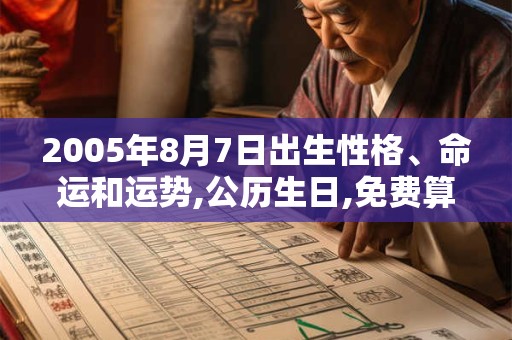 2005年8月7日出生性格、命运和运势,公历生日,免费算命 2005年8月7日出生性格、命运和运势,公历生日,免费算命