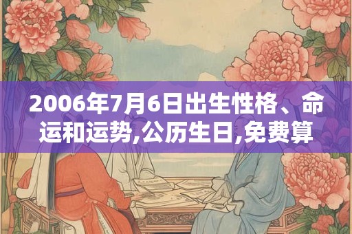 2006年7月6日出生性格、命运和运势,公历生日,免费算命