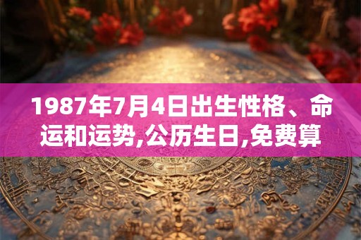 1987年7月4日出生性格、命运和运势,公历生日,免费算命