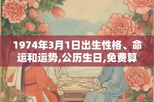 1974年3月1日出生性格、命运和运势,公历生日,免费算命 1974年3月1日出生性格、命运和运势,公历生日,免费算命
