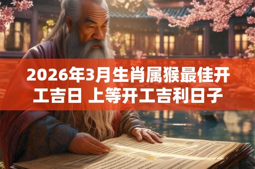 2026年3月生肖属猴最佳开工吉日 上等开工吉利日子