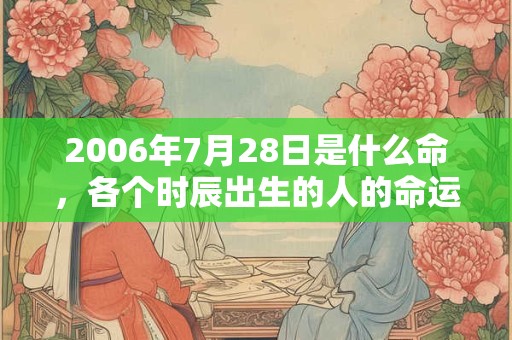2006年7月28日是什么命，各个时辰出生的人的命运