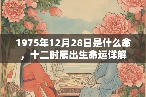 1975年12月28日是什么命，十二时辰出生命运详解