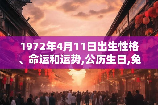 1972年4月11日出生性格、命运和运势,公历生日,免费算命