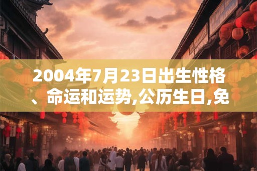 2004年7月23日出生性格、命运和运势,公历生日,免费算命 2004年7月23日出生性格、命运和运势,公历生日,免费算命