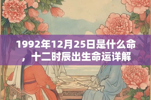 1992年12月25日是什么命，十二时辰出生命运详解