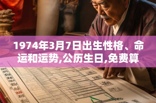 1974年3月7日出生性格、命运和运势,公历生日,免费算命