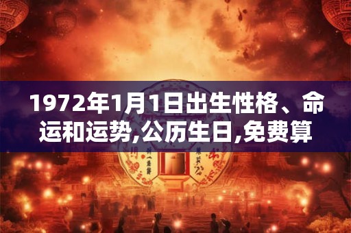 1972年1月1日出生性格、命运和运势,公历生日,免费算命