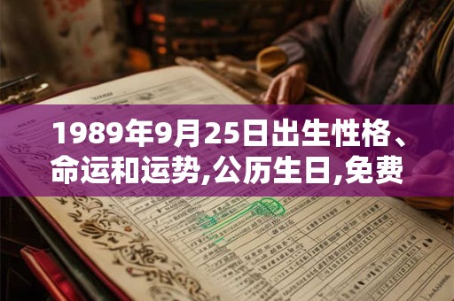 1989年9月25日出生性格、命运和运势,公历生日,免费算命