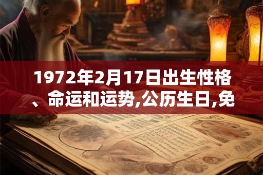 1972年2月17日出生性格、命运和运势,公历生日,免费算命 1972年2月17日出生性格、命运和运势,公历生日,免费算命