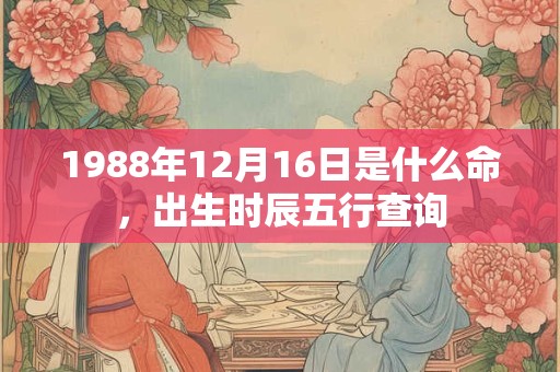 1988年12月16日是什么命,出生时辰五行查询 1988年12月16日是什么命,出生时辰五行查询