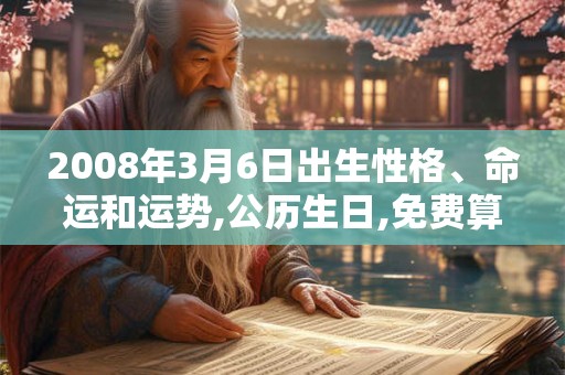 2008年3月6日出生性格、命运和运势,公历生日,免费算命